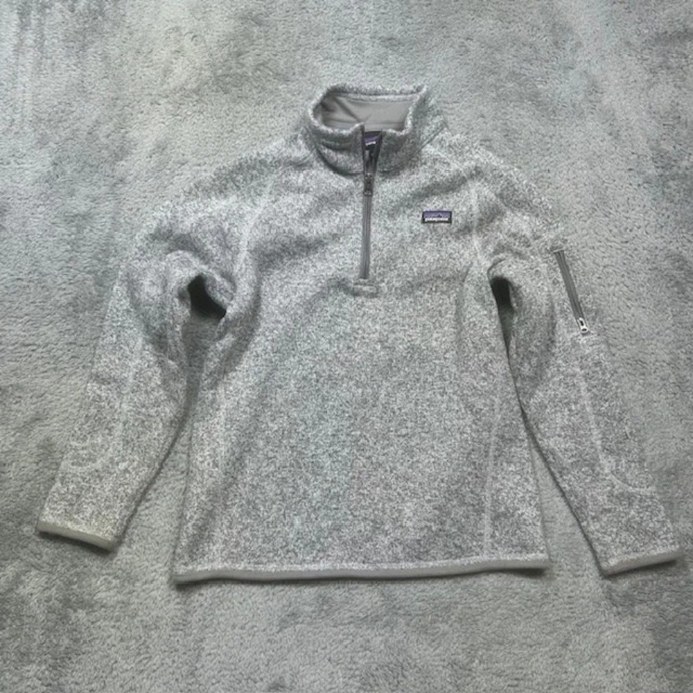 Patagonia Better Sweater Fleece Pullover ¼ Zip Girls XL 14 Heather Gray Kids EUC